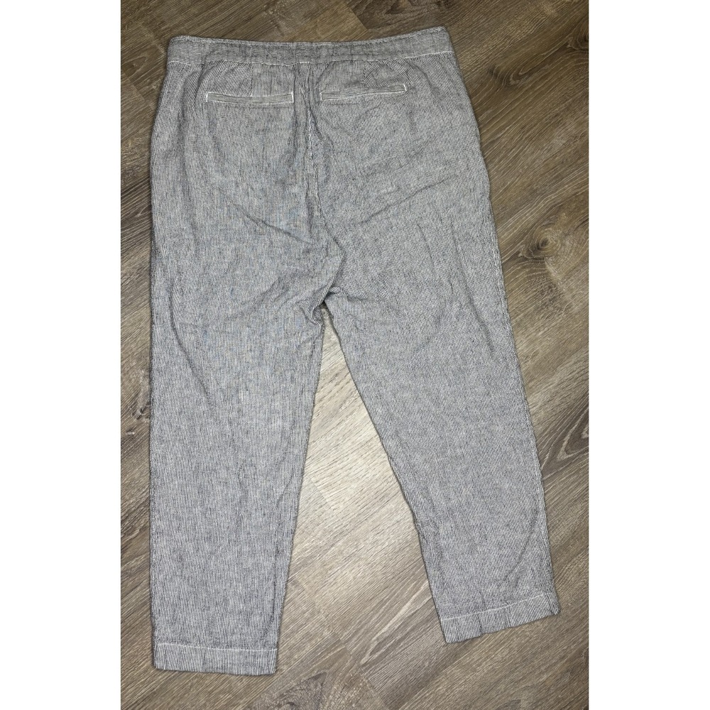 Gap Easy Pant Womens Large Blue White Striped Linen Blend Drawstring Trousers - Picture 2 of 8